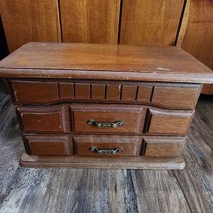 Vintage Wood And Brass Jewelery Box